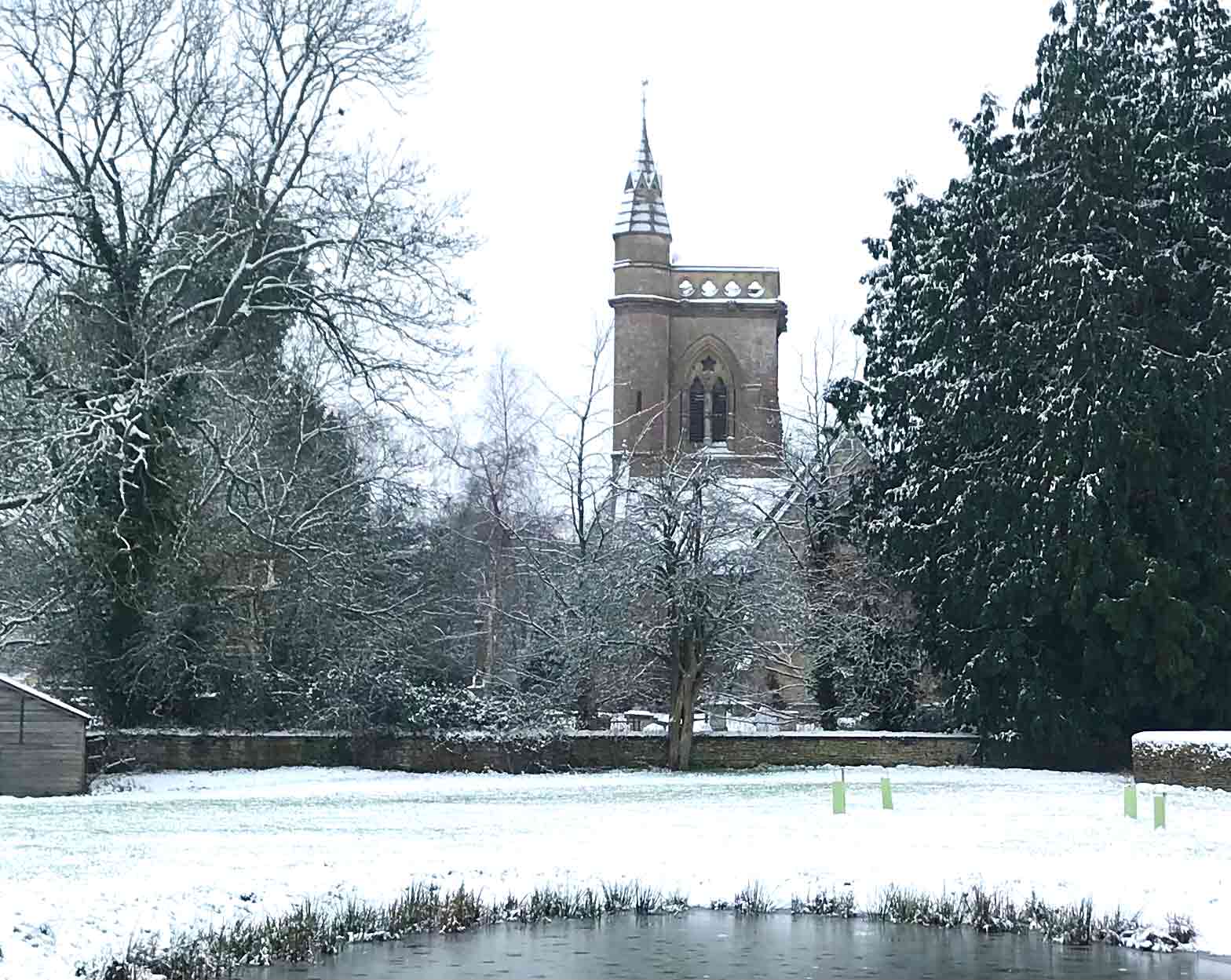 Shipton Moyne Church In The Snow
