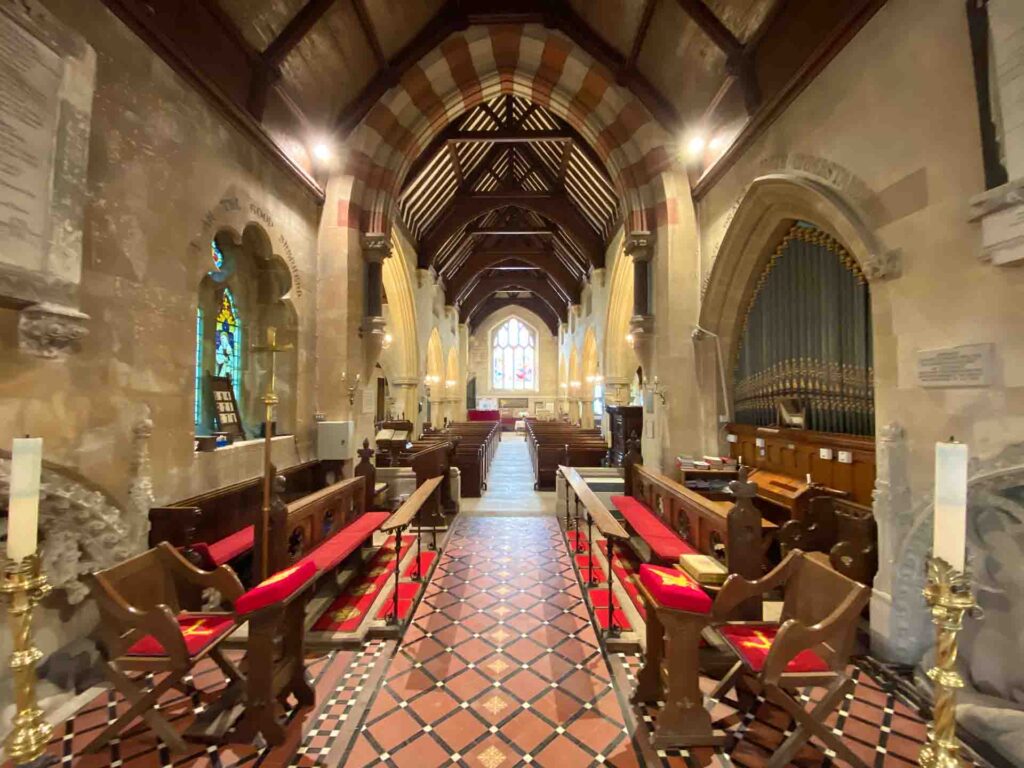 The Nave of Shipton Moyne Church Viewed From The Chancel