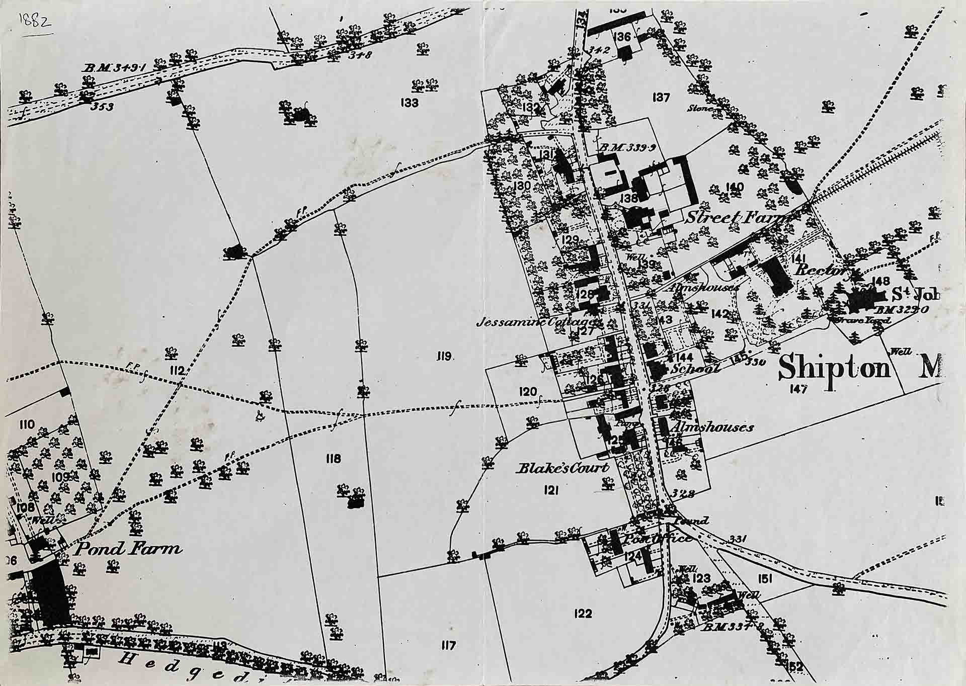 Map Of Shipton Moyne In 1882